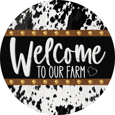 Cow Door Hanger Welcome Dco-01375-Dh 18’ Round Wood